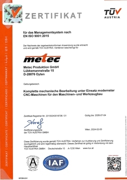 Zertifikat Din EN ISO 9001