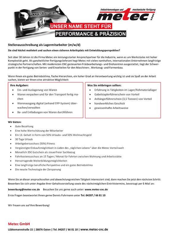 Lagermitarbeiter (m/w/d)