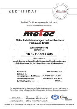 Zertifikat Din EN ISO 9001